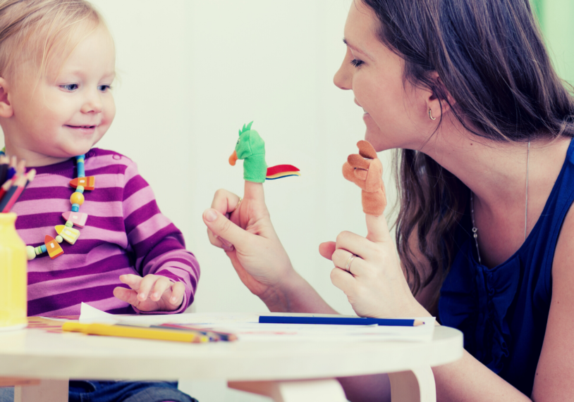 woman playing with child